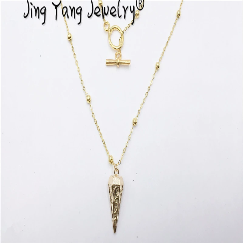 Gold Jingyang маятник рейки медная чакра гармония маятники для дюбинга розовое золото Европейский модный с цепочкой ожерелье чакра - Окраска металла: Gold