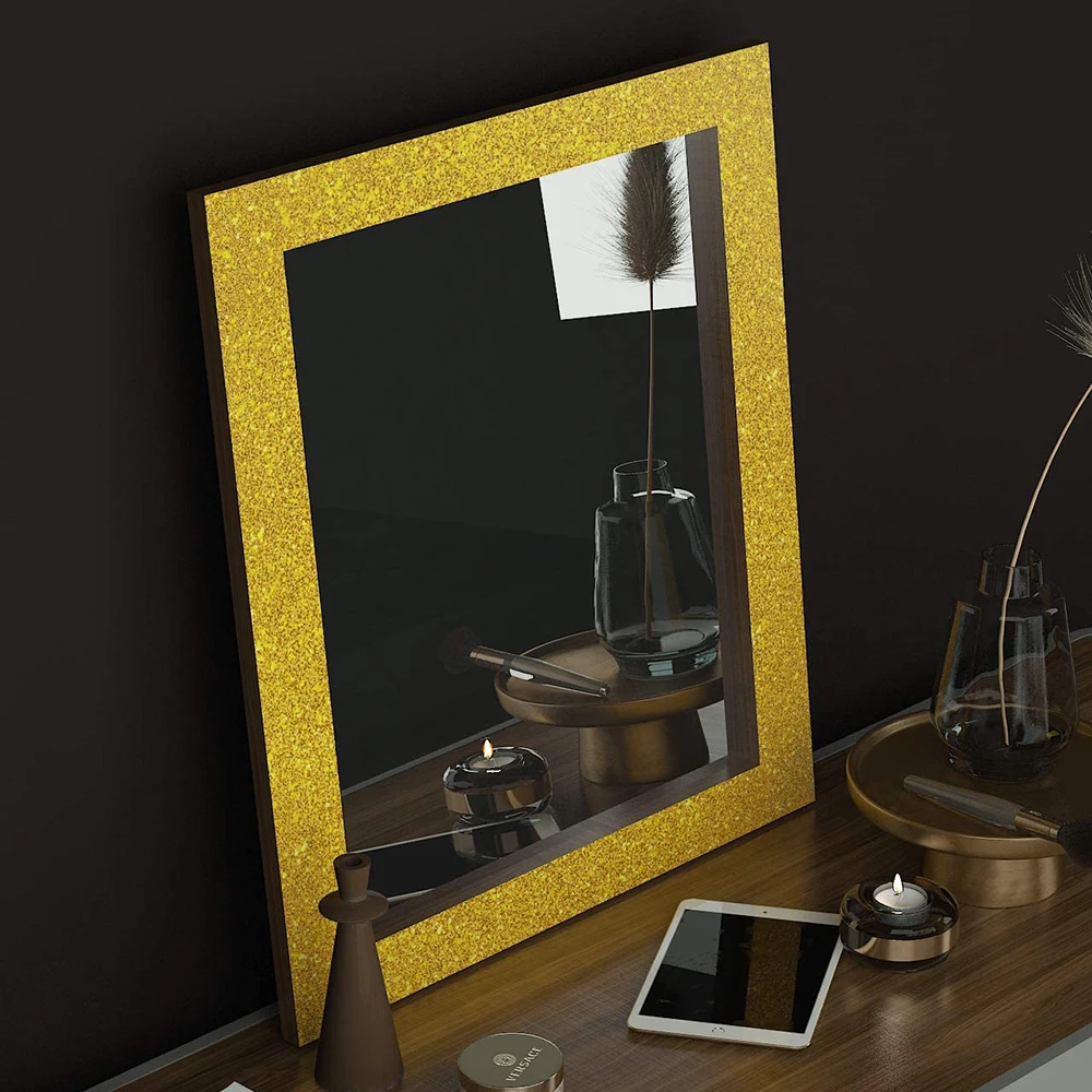 Со сверкающими золотистыми проклееные винил Стекло металл изготовление