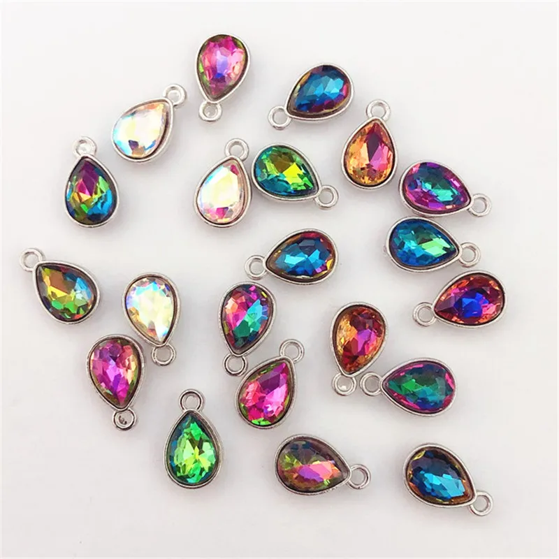 10 шт. Очаровательная кристаллическая подвеска золотистого цвета в форме капли с