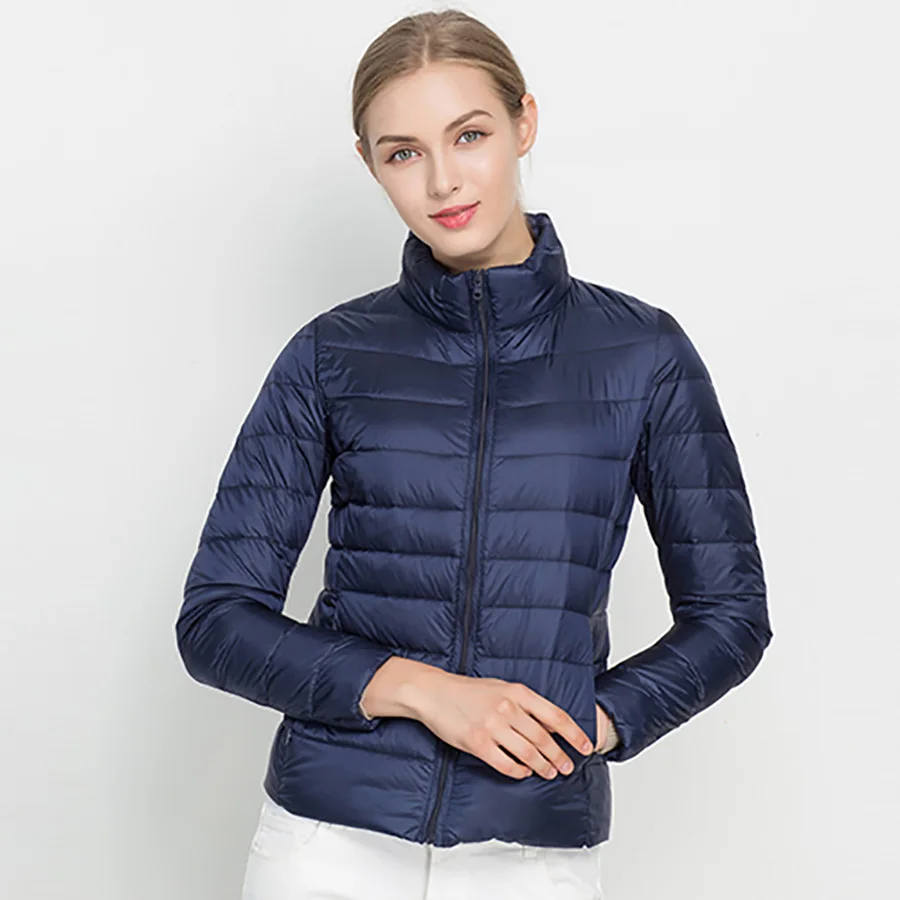 Зимняя женская ультра легкая пуховая куртка 90% утиный пух Повседневная бомбер