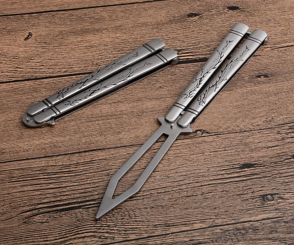 Butterfly-3cr13mov blade knife C-056 training swing knifes steel handle CS GO butterfly in knifes training sanding knives