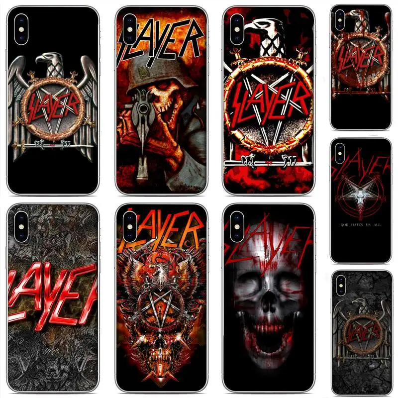 

Slayer Rock Band Trend Etui Painting Phone Case For Clear-Iphone 5 5s se 6 6s 7 8 11 12 X Xs Xr Pro Plus Max Mini Cover