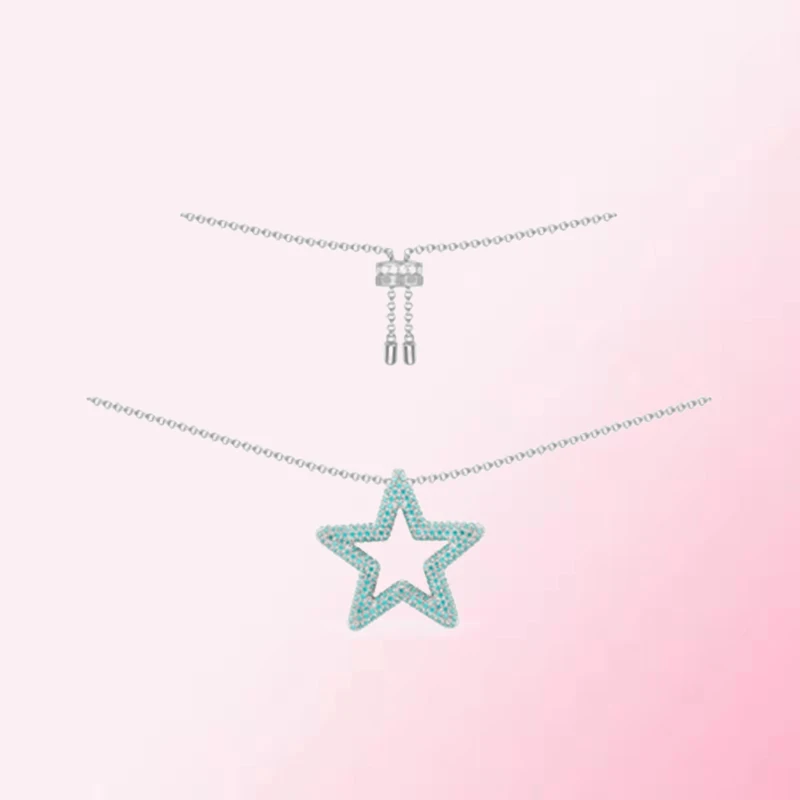 

1:1 Make 925 Sterling Silver Customized Five-pointed Star Colorful Design Fashion Exquisite Necklace