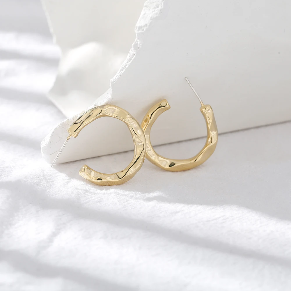 Серьги-гвоздики Yhpup в минималистичном стиле из меди и металла женские золотистые