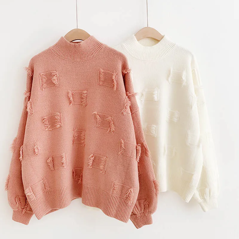 Женский свободный Свитер оверсайз плотный вязаный свитер в Корейском стиле