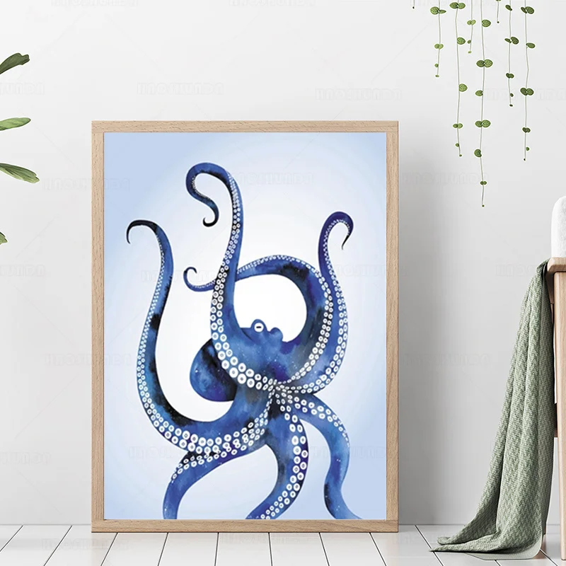 

Акварель, осьминог, Художественная печать, современный океан, животные, осьминог, холст, живопись, современное искусство