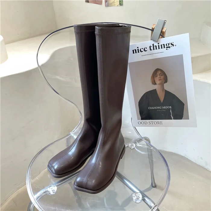 

Flat bottom long tube Martin boots 2021 new brown fashion women's boots