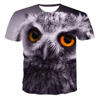 2021 new summer t shirt unisex short sleeved 3d printing t shirt animal series owl round neck pullover xxs 6xl wholesale