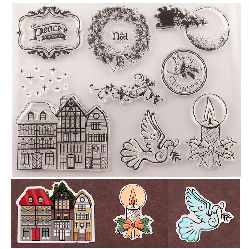 Рождественская свеча птица мир прозрачный силиконовый штамп и режущие штампы