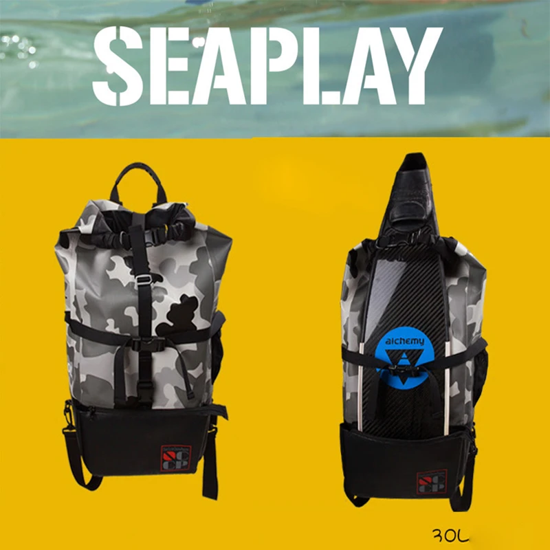SEAPLAY Scuba Diving Free Diving Equipment 30L Waterproof Backpack Outdoor Water Resistant Heavy Duty Cushion Padded Back Panel