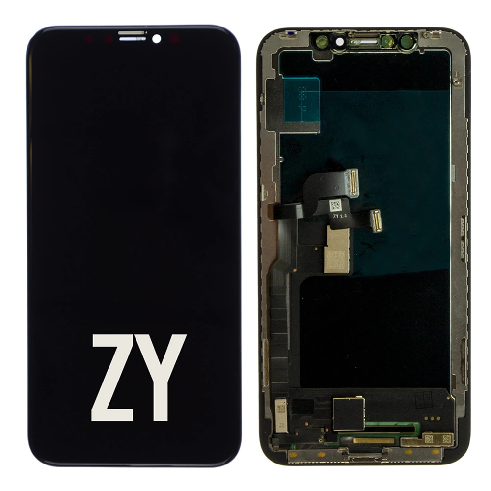 Для iPhone X ЖК экран и дигитайзер в сборе с заменой рамы черный ZY жесткий OLED|Экраны