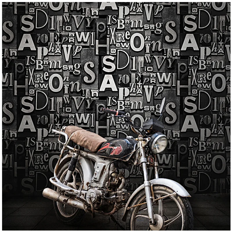 

Retro Wallpaper 3D Nostalgic English Alphabet Barber Shop Restaurant Bar Clothing Store KTV Background Wall Wallpaper