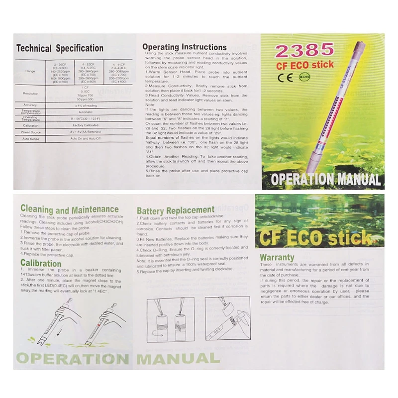 

Waterproof 4 in1 Hydroponics Nutrient EC ppm CF Meter Soil Conductivity Tester