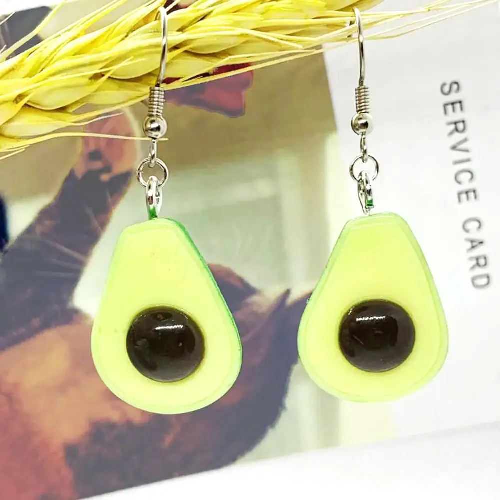 1 пара креативного моделирования милые серьги капли авокадо мультфильм фрукты
