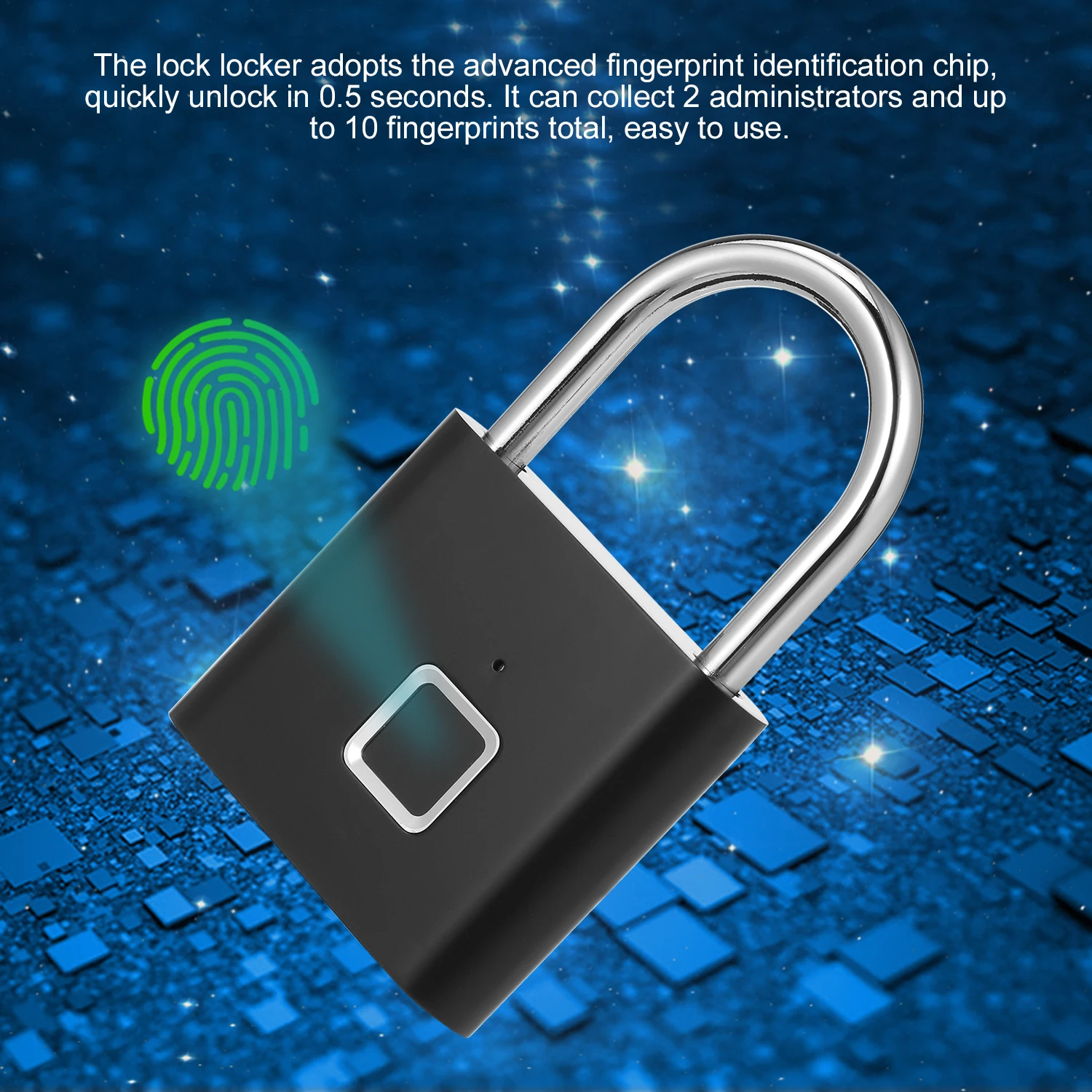 Smart считыватель отпечатков пальцев замок USB Перезаряжаемые IP65 Водонепроницаемый