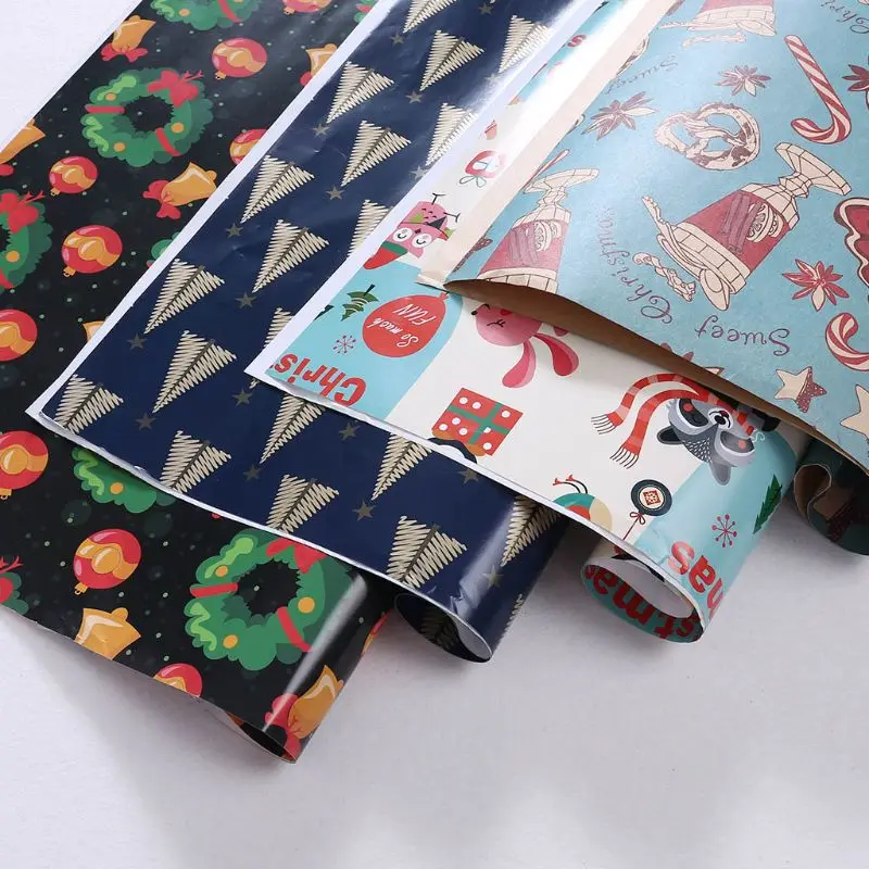 

6 шт. Рождественская оберточная бумага подарочная упаковка для упаковки снежинок Санта Снеговик обертывание Декор