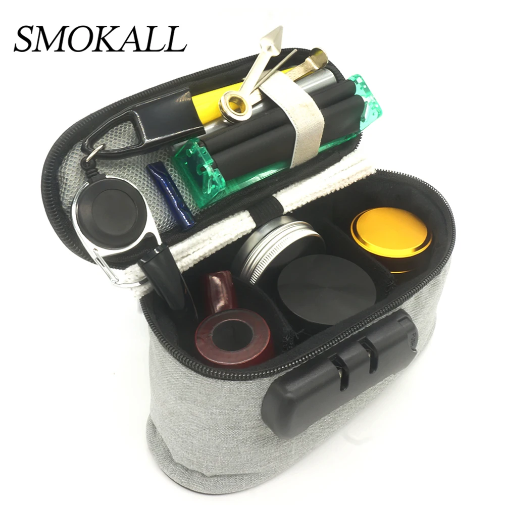 

1Set Password Bag With Smoking Pipe Grinder Rolling Paper Tube Storage Box Lighter Leash Tobacco Herb Cigarette Accessories
