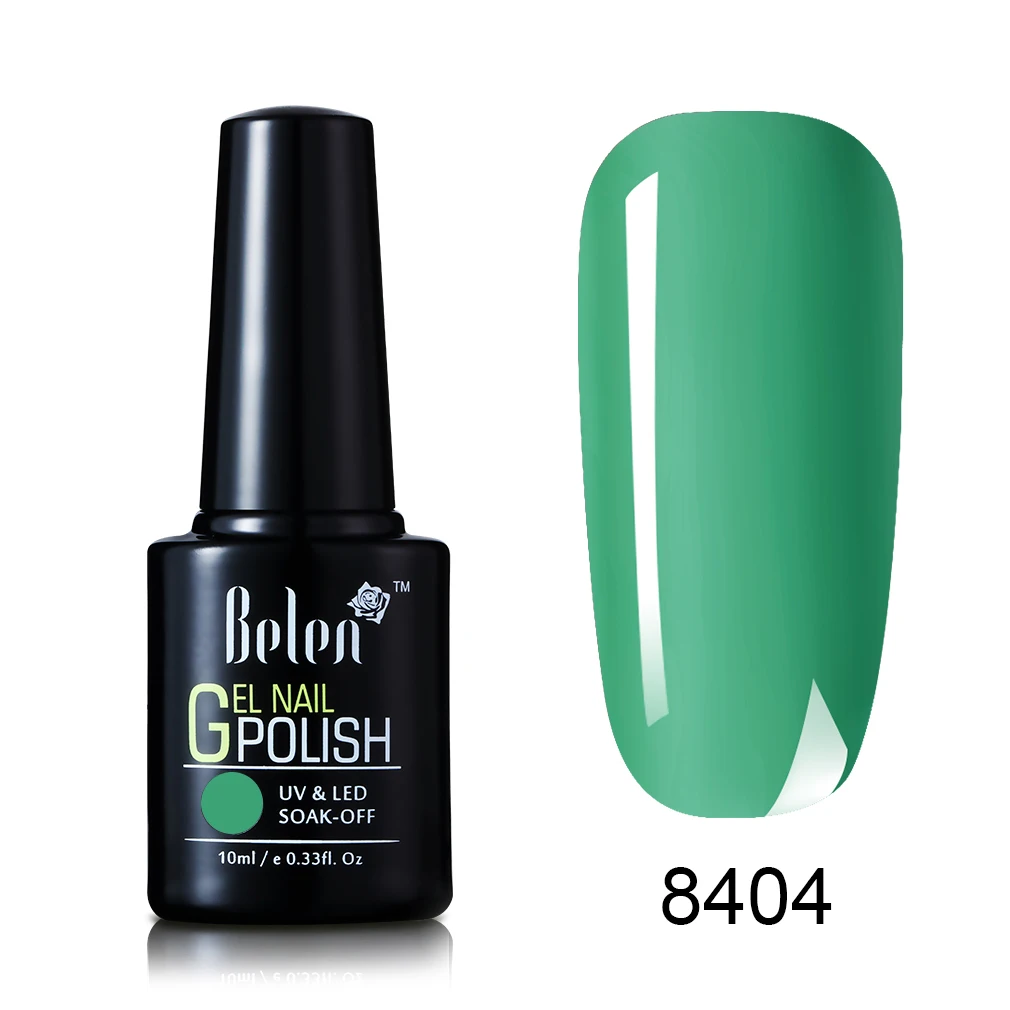 8404 Belen Бирюзовый Гель-лак Soak Off UV светодиодный лак для ногтей праймер гель профессиональная эмаль Маникюр Гибридный Полупостоянный ногтей 10 мл - Цвет: 8404