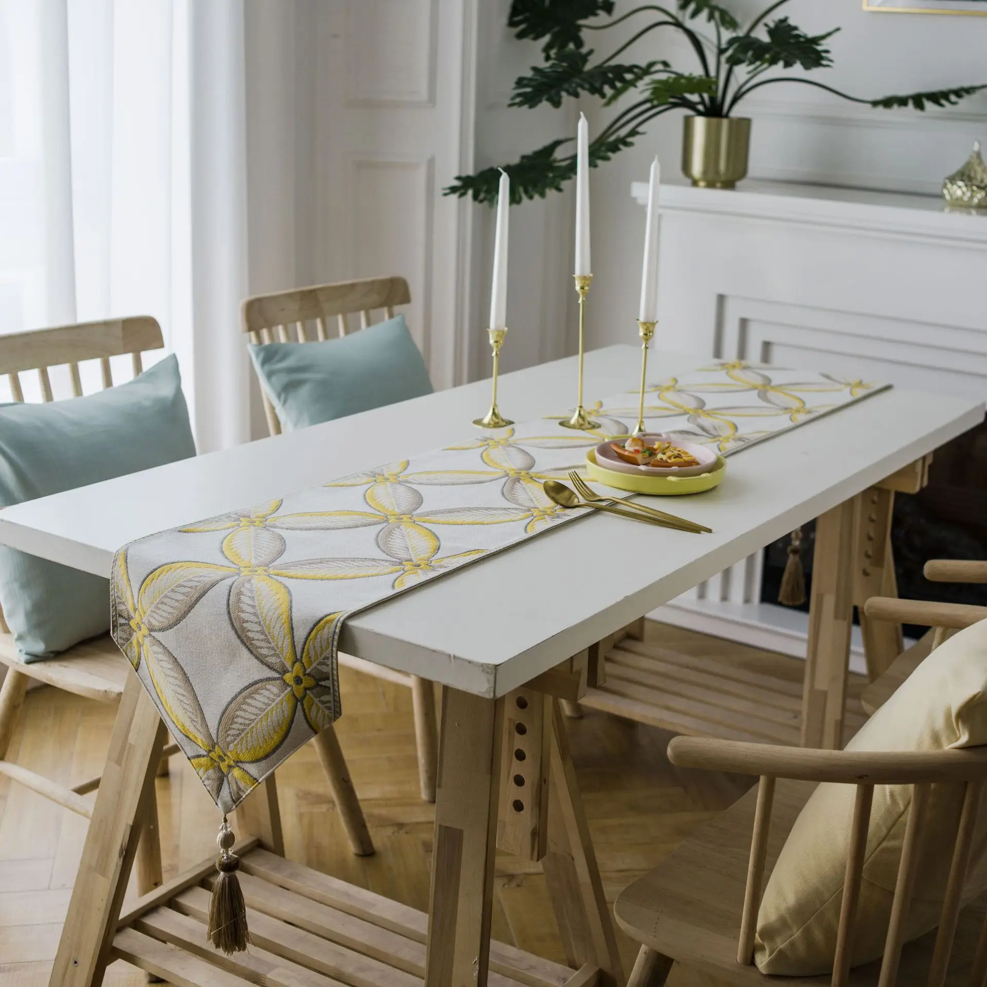 

Тканевая скатерть в скандинавском стиле, декоративная полоска для стола, шкафа для телевизора, обуви, жаккардового шкафа с кисточками, в эст...