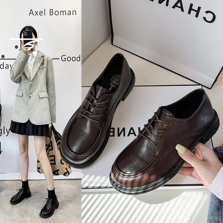 

Женские туфли с большим носком в японском стиле, новинка 2021, маленькие кожаные туфли на платформе в британском стиле, туфли с круглым носком,...