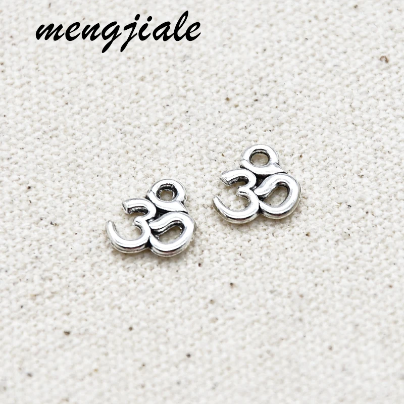 

60pcs hot sell Antique Silver Color Om Pendant Charms Yoga Om Charms For Jewelry bracelet accessories Making 10*9mm