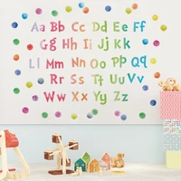 hot watercolor dot case english letter childrens room bedroom kindergarten early education center wall decor waterproof