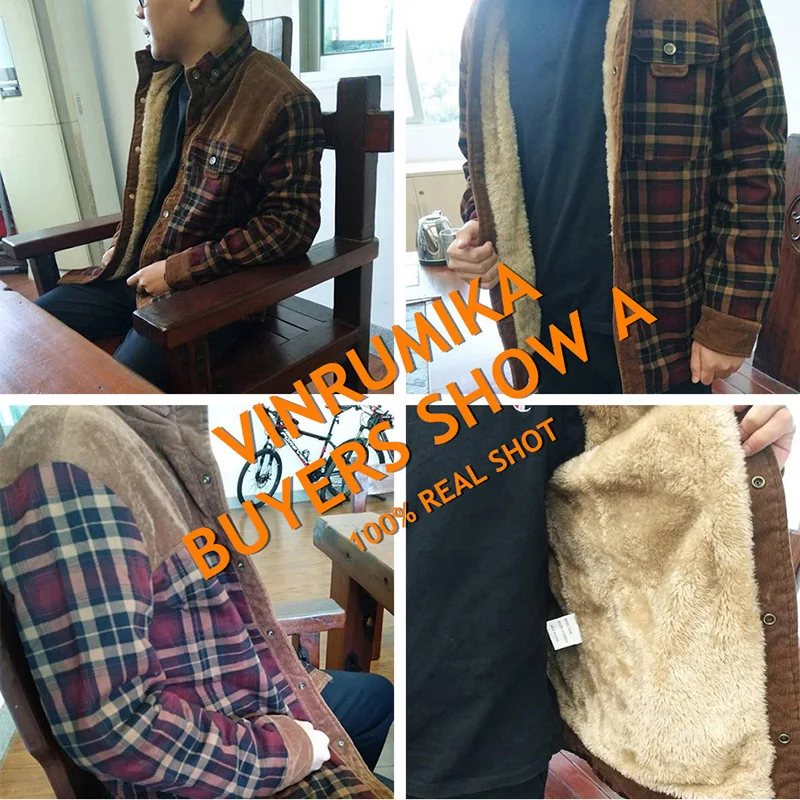 Мужская теплая рубашка в клетку Повседневная из 2020 хлопка с длинным рукавом и