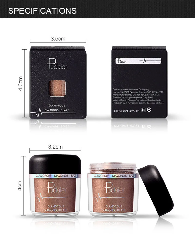 Блестящие тени для век порошок пигменты Тени легко носить Водонепроницаемая