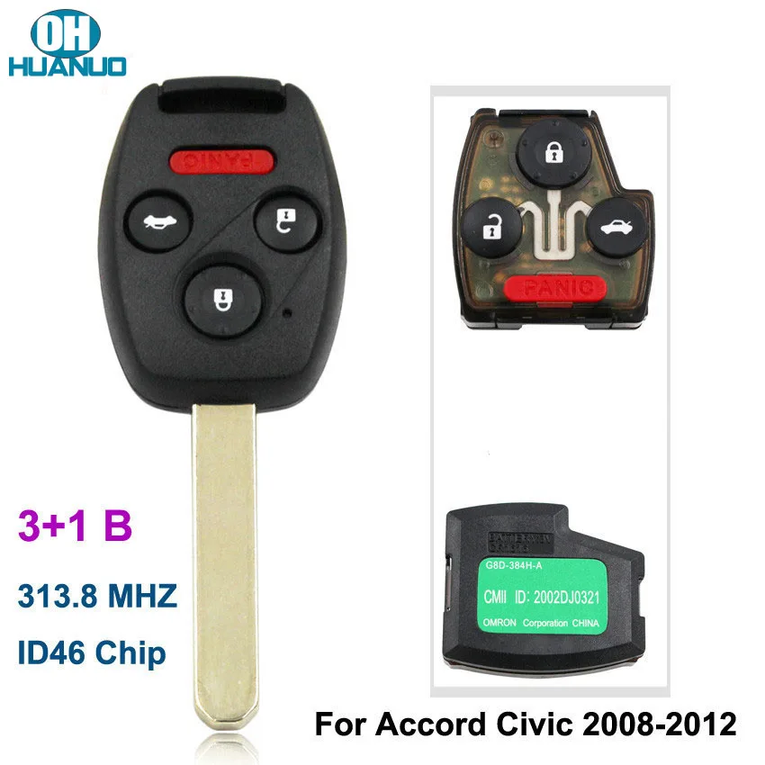 4 Buttons Remote Key Fob 3+1 313.8Mhz With ID46 Chip for Honda Accord Civic 2008-2012 | Автомобили и мотоциклы