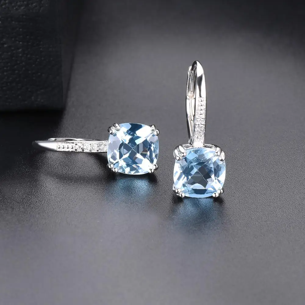Hutang 5.86ct голубой топаз Женские Висячие серьги, натуральный драгоценный камень 925 пробы серебро изысканные Элегантные классические ювелирные изделия для подарка