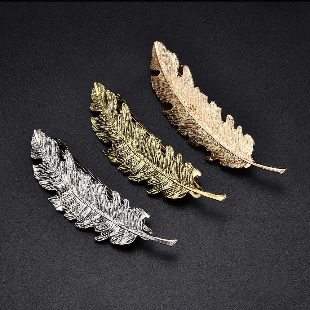 

Korea New Fashion Metal Feather Hairpin Hair Clips Satement Hairpins Hairwear Accessories Women Jewelry