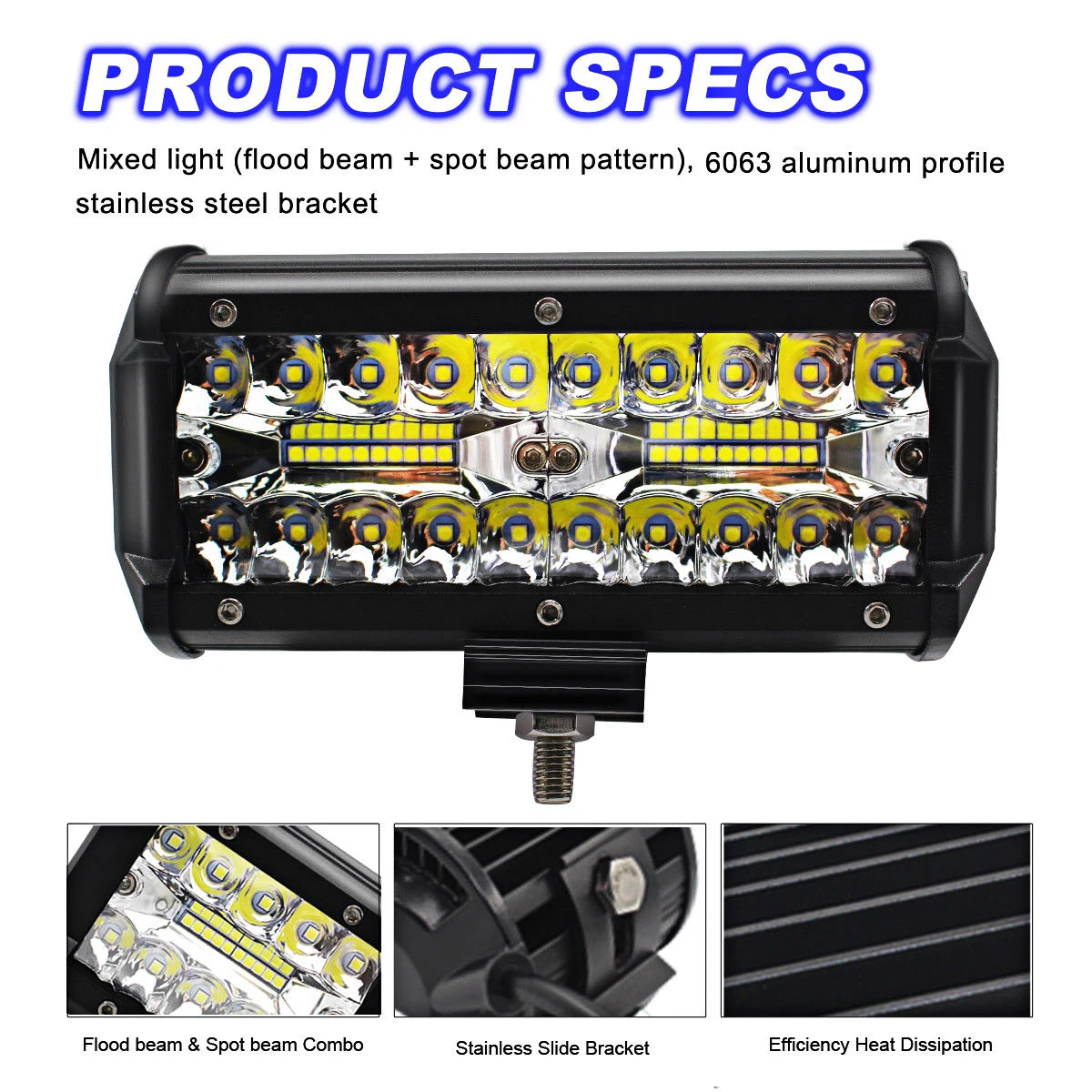 

7inch 400W LED Work Light Bar Flood Spot Beam Offroad 4WD SUV Driving Fog Lamp