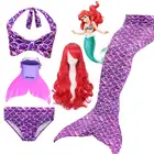 Новый детский купальник с хвостом русалки, плавниками, купальный костюм, парики русалки, карнавальные костюмы, купальник для девочек, купальный костюм