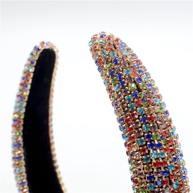 

Women Headband Full Crystal Head Bands Pink Sparkly Padded Rhinestones Hairbands Black White Headdress Luxury Hair Accessories