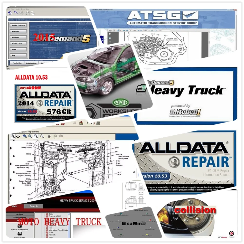 

auto repair diagnostic software Alldata V10.53 OD5 all data mi..ll on d..nd 2015 atsg elsawin heavt truck 24 in 1tb hdd usb3.0