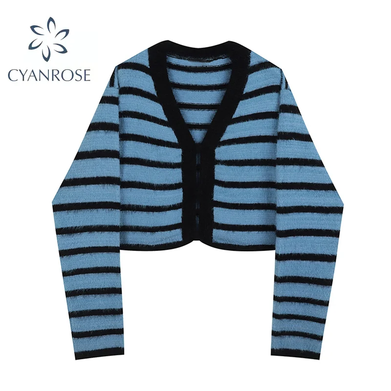 Женский трикотажный кардиган с V-образным вырезом длинным рукавом |