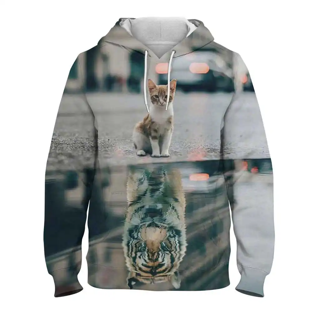 

Animal Casual Hoodie Creative Cat 3D Machine Printing Spring And Autumn Long Sleeve Fashion Sweater Streetwear Oversized Hoodies