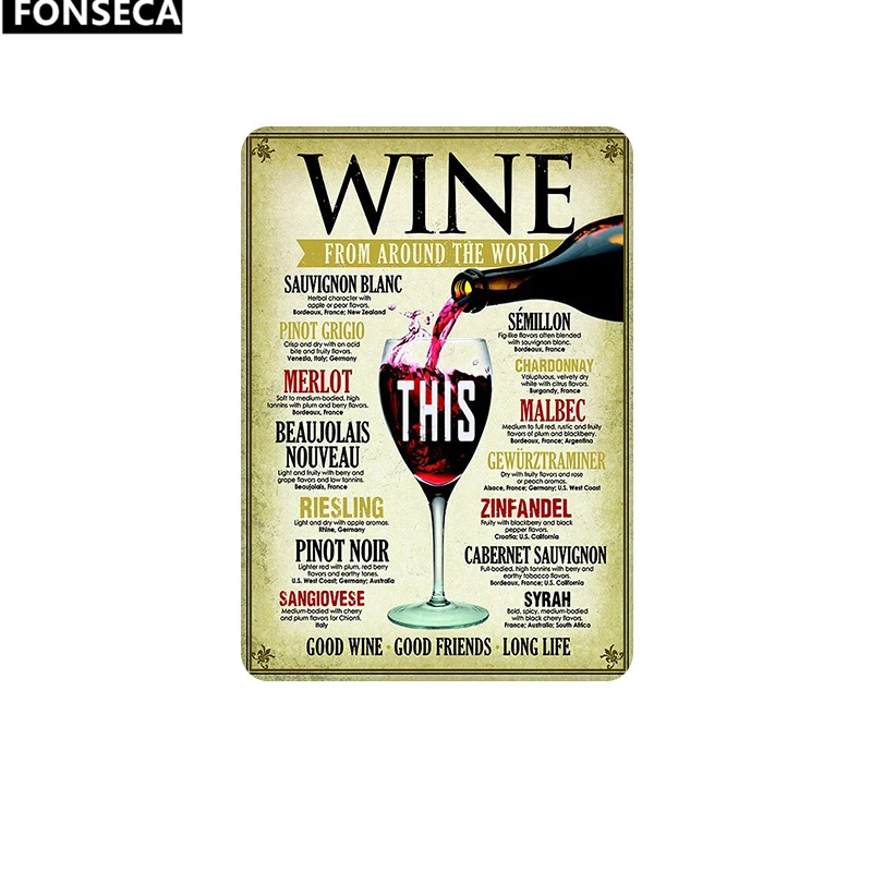 Вино и пиво удовольствие! Жестяной знак для бара настенное украшение с рисунком