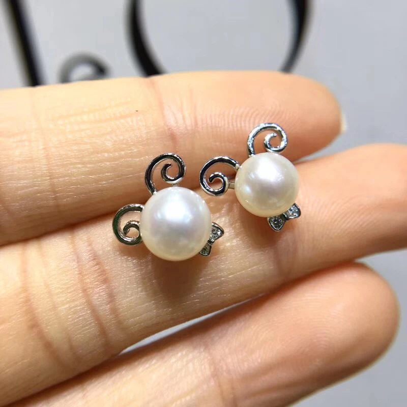 

925 Sterling Silver Earrings Findings Settings Mountings Component Jewelry Parts Fittings for Pearls Coral Jade Agate Beads