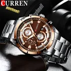 Часы наручные CURREN Мужские с хронографом, модные брендовые Роскошные спортивные армейские в стиле милитари, с датой, из нержавеющей стали, 8360