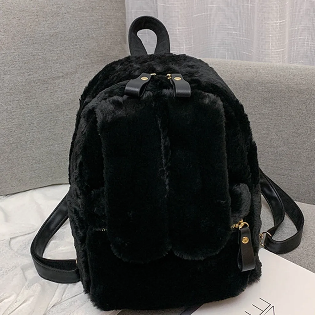 Милый женский рюкзак из искусственного меха с заячьими ушками женские дорожные