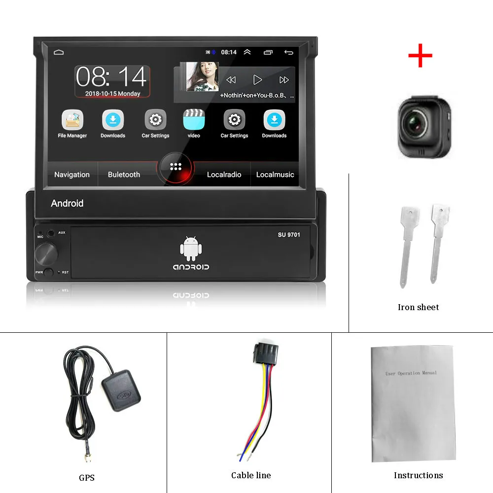 G-9701 and recorder 1din Android 8,1 четырехъядерный автомобильный gps-навигатор 7 ''Universa радио WiFi Bluetooth MP5 Мультимедиа+ камера - Цвет: G-9701 and recorder