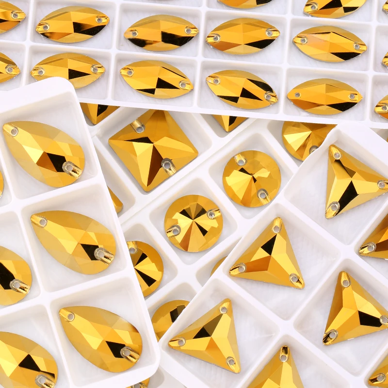 QIAO AAAA Золотой Гематит пришит стразы s стеклянные бусины камни аппликации для