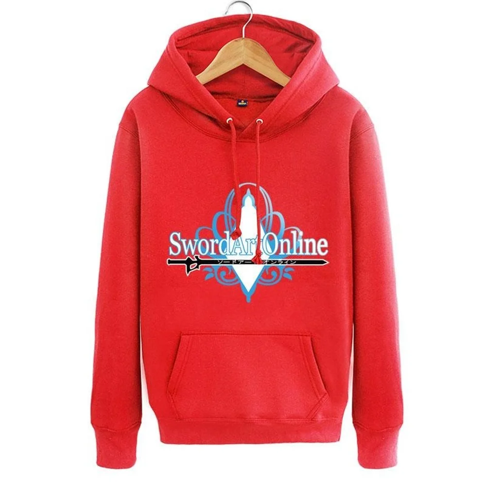 

High-Q Unisex SAO Sword Art Online Kirigaya Kazuto Hooded Hoodie Jacket Pullover SAO Asuna Student Lovers Sweatshirt Coat