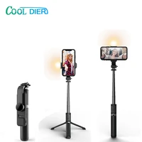 cool dier new wireless bluetooth selfie stick foldable expandable tripod monopod with led fill light for iphone android phone