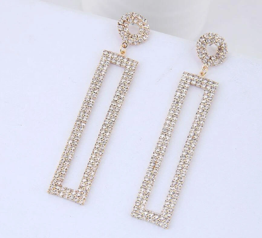 Style3 Golden Модные геометрические серьги с кристаллами для женщин, трендовые квадратные круглые Висячие серьги, золотые серебряные Серьги Brincos Boho Jewlery - Окраска металла: Style3 Golden