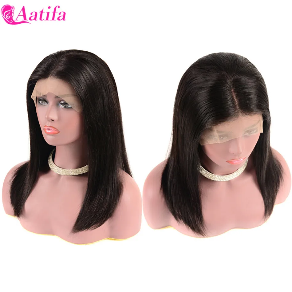 Парик 13x4 из человеческих волос на сетке спереди бразильский короткий парик