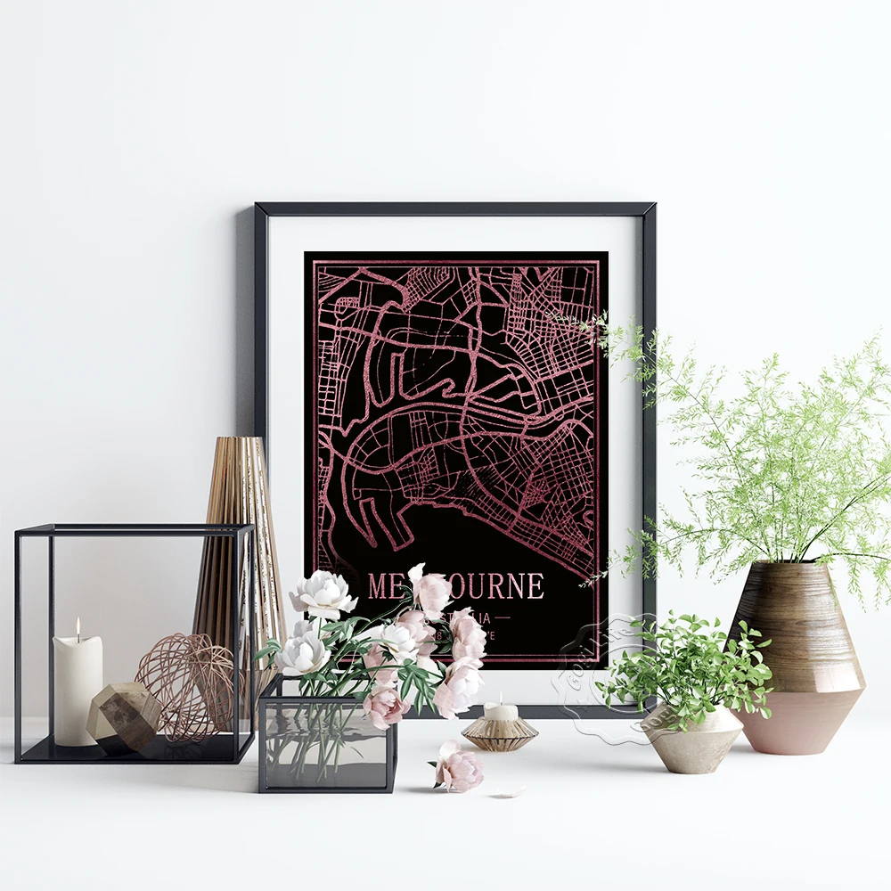 Карта туристического города мира креативный плакат Мельбурн Австралия