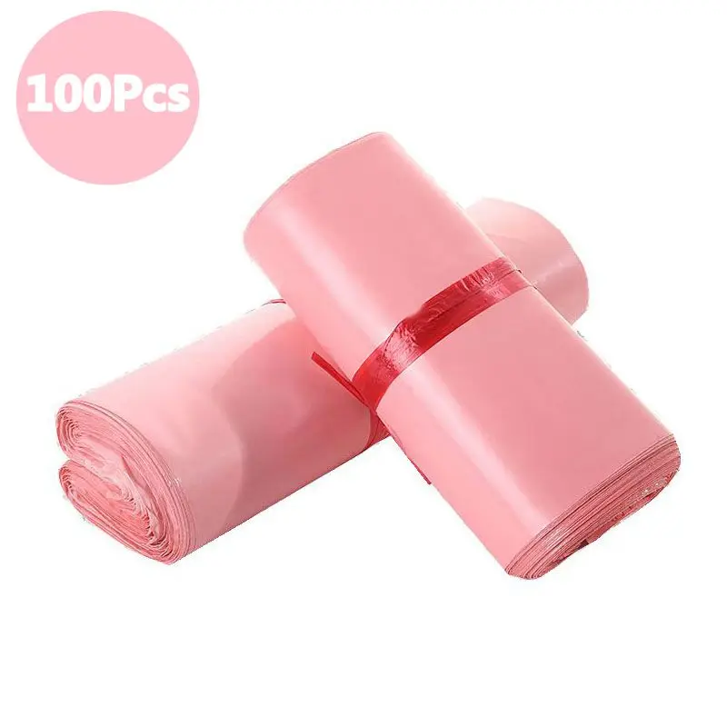 

50 шт./лот Розовые Пластиковые курьерские пакеты, пакеты для хранения Экспресс-конвертов, пакеты для почтовых отправлений, самоклеящиеся упа...