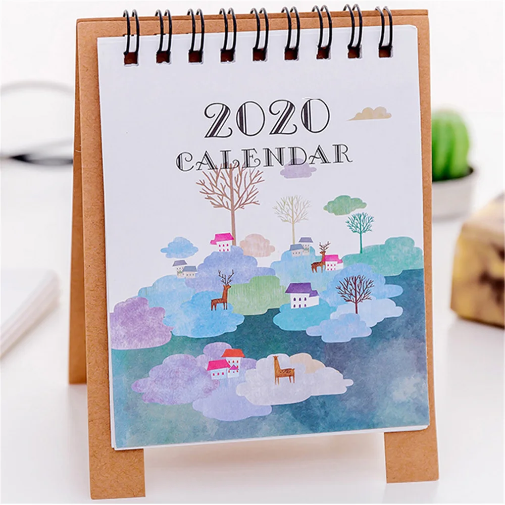 E 1PC Cute Cartoon Flamingo Desktop Calendar Mini Daily Schedule Table Planner Yearly Agenda Organizer School Office Supplies - Цвет: E